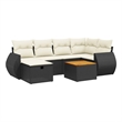 Afuera Living Contemporary 7 Piece Poly Rattan Sofa Set in Black/Cream