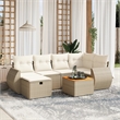 Afuera Living Contemporary 7 Piece Poly Rattan Sofa Set in Beige