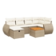 Afuera Living Contemporary 7 Piece Poly Rattan Sofa Set in Beige
