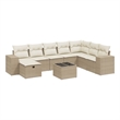 Afuera Living Contemporary 9 Piece Poly Rattan Large Sofa Set in Beige