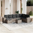 Afuera Living Contemporary 9 Piece Poly Rattan Sofa Set in Gray