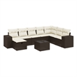 Afuera Living Contemporary 9 Piece Poly Rattan Large Sofa Set in Brown