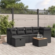Afuera Living Contemporary 7 Piece Poly Rattan Sofa Set in Black