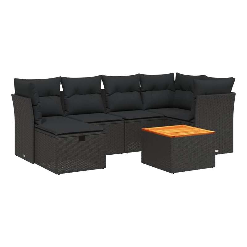 Afuera Living Contemporary 7 Piece Poly Rattan Sofa Set in Black