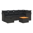 Afuera Living Contemporary 7 Piece Poly Rattan Sofa Set in Black