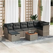 Afuera Living Contemporary Synthetic Poly Rattan 8 Piece Sofa Set in Gray
