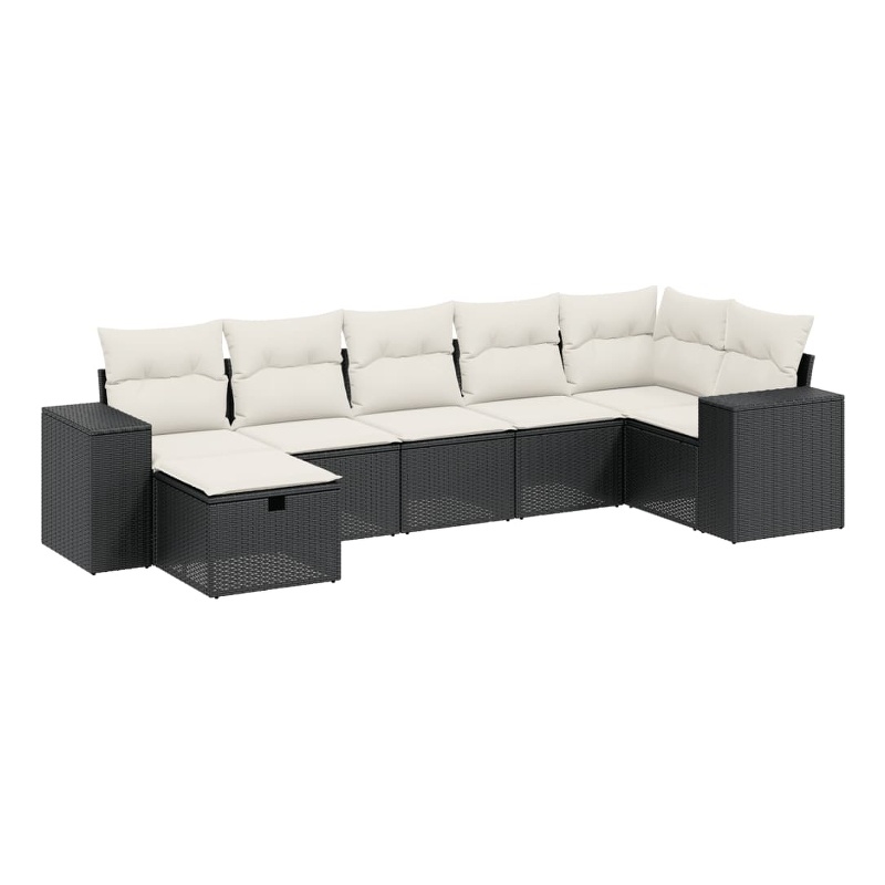 Afuera Living Contemporary 7 Piece Poly Rattan Sofa Set in Black