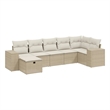 Afuera Living Contemporary 7 Piece Poly Rattan Sofa Set in Beige