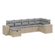 Afuera Living Contemporary 7 Piece Poly Rattan Sofa Set in Beige