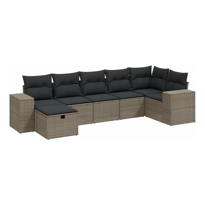 Afuera Living Contemporary 7 Piece Poly Rattan Sofa Set in Gray