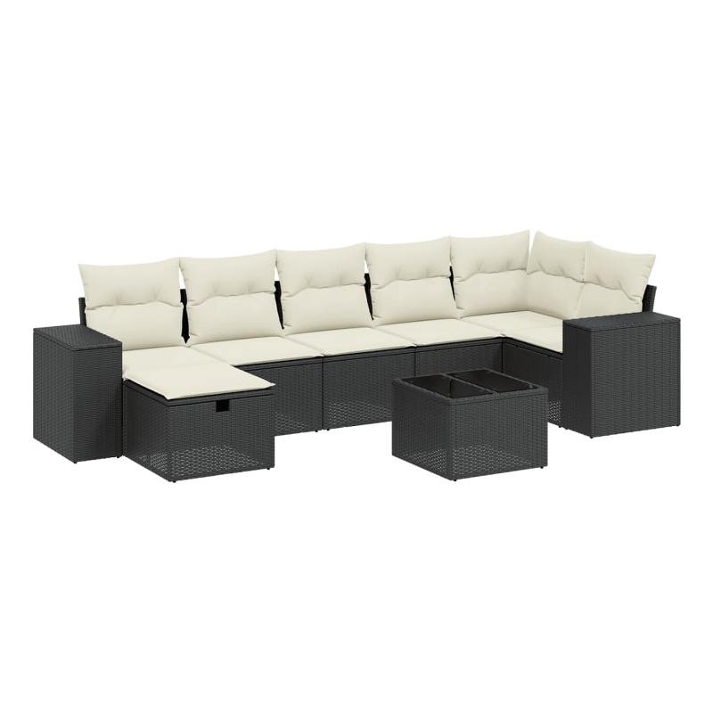 Afuera Living Contemporary 8 Piece Poly Rattan Sofa Set in Black