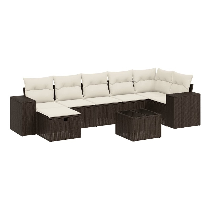 Afuera Living Contemporary 8 Piece Poly Rattan Small Sofa Set in Brown