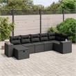 Afuera Living 7 Piece Poly Rattan Small Patio Sofa Set in Black