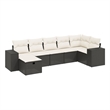 Afuera Living Contemporary 7 Piece Poly Rattan Large Sofa Set in Black