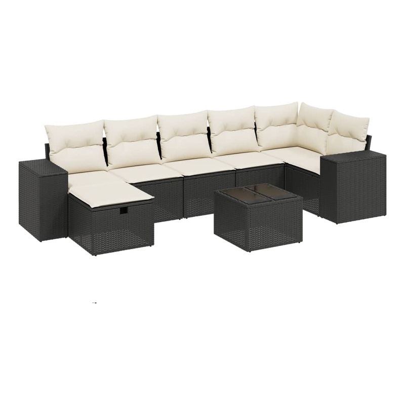Afuera Living Contemporary 8 Piece Poly Rattan Sofa Set in Black