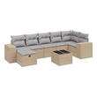Afuera Living Contemporary 8 Piece Poly Rattan Sofa Set in Beige