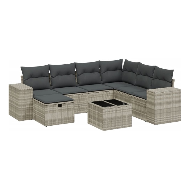 Afuera Living Contemporary 8 Piece Poly Rattan Sofa Set in Gray
