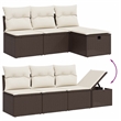 Afuera Living Contemporary 8 Piece Poly Rattan Large Sofa Set in Brown
