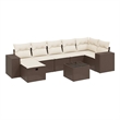 Afuera Living Contemporary 8 Piece Poly Rattan Large Sofa Set in Brown