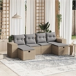 Afuera Living Contemporary 6 Piece Poly Rattan Large Sofa Set in Beige
