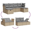 Afuera Living Contemporary 6 Piece Poly Rattan Large Sofa Set in Beige