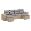 Afuera Living Contemporary 6 Piece Poly Rattan Large Sofa Set in Beige