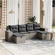 Afuera Living Contemporary 6 Piece Poly Rattan Small Sofa Set in Gray