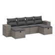 Afuera Living Contemporary 6 Piece Poly Rattan Small Sofa Set in Gray