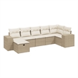 Afuera Living Contemporary 7 Piece Poly Rattan Large Sofa Set in Beige