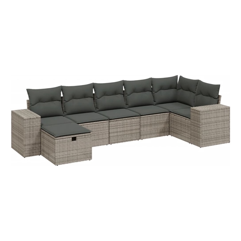 Afuera Living 7 Piece Poly Rattan Large Sofa Set with Removable Covers in Gray