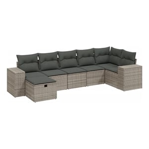 Afuera Living 7 Piece Poly Rattan Large Sofa Set with Removable Covers in Gray