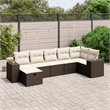 Afuera Living Contemporary 7 Piece Poly Rattan Large Sofa Set in Brown