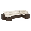 Afuera Living Contemporary 7 Piece Poly Rattan Large Sofa Set in Brown