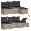 Afuera Living Contemporary 7 Piece Poly Rattan Sofa Set in Gray