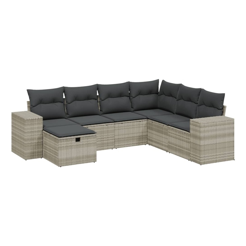 Afuera Living Contemporary 7 Piece Poly Rattan Sofa Set in Gray