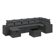 Afuera Living Contemporary 8 Piece Poly Rattan Large Sofa Set in Black