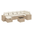 Afuera Living Contemporary 8 Piece Poly Rattan Large Sofa Set in Beige