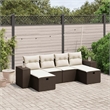 Afuera Living Contemporary 6 Piece Poly Rattan Large Sofa Set in Brown