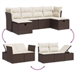 Afuera Living Contemporary 6 Piece Poly Rattan Large Sofa Set in Brown