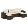 Afuera Living Contemporary 6 Piece Poly Rattan Large Sofa Set in Brown