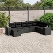 Afuera Living Contemporary 8 Piece Poly Rattan Large Sofa Set in Black