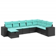 Afuera Living Contemporary 8 Piece Poly Rattan Large Sofa Set in Black