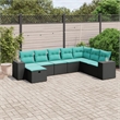 Afuera Living Contemporary 8 Piece Poly Rattan Large Sofa Set in Black