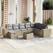 Afuera Living Contemporary 9 Piece Poly Rattan Sofa Set in Beige
