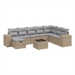 Afuera Living Contemporary 9 Piece Poly Rattan Sofa Set in Beige