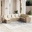 Afuera Living Contemporary 8 Piece Poly Rattan Large Sofa Set in Beige