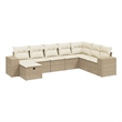 Afuera Living Contemporary 8 Piece Poly Rattan Large Sofa Set in Beige