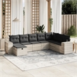 Afuera Living Contemporary 8 Piece Poly Rattan Sofa Set in Gray