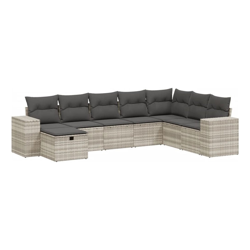 Afuera Living Contemporary 8 Piece Poly Rattan Sofa Set in Gray