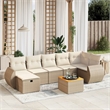 Afuera Living Contemporary 8 Piece Poly Rattan Sofa Set in Cream/Beige